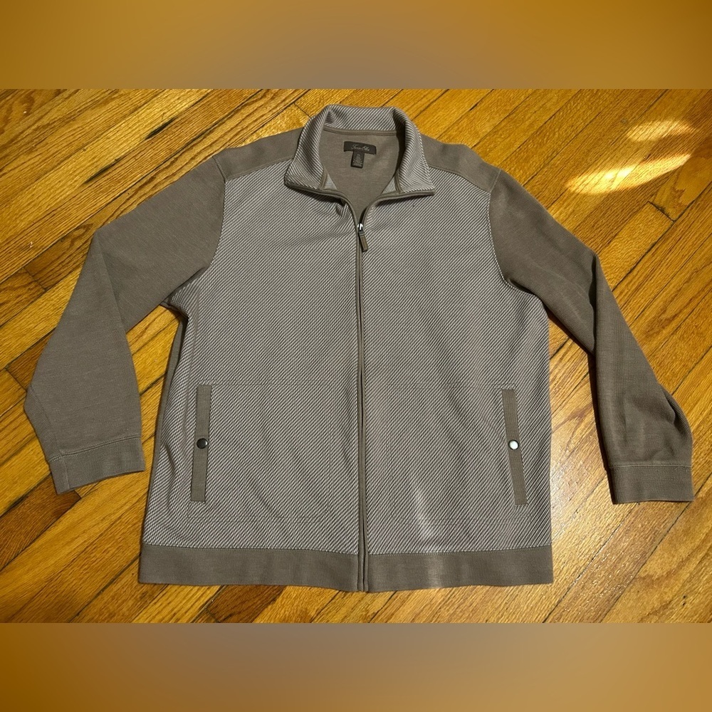 Tasso Elba Mens Jacquard Textured In Coco Bean Basic Jacket XL